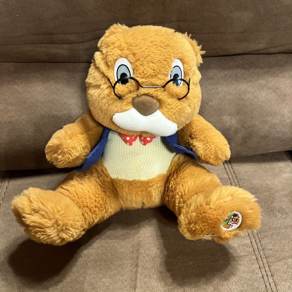 VINTAGE GRANDPA TEDDY READ TO ME AGAIN TEDDY BEAR TESTED and Works! 10” Tall